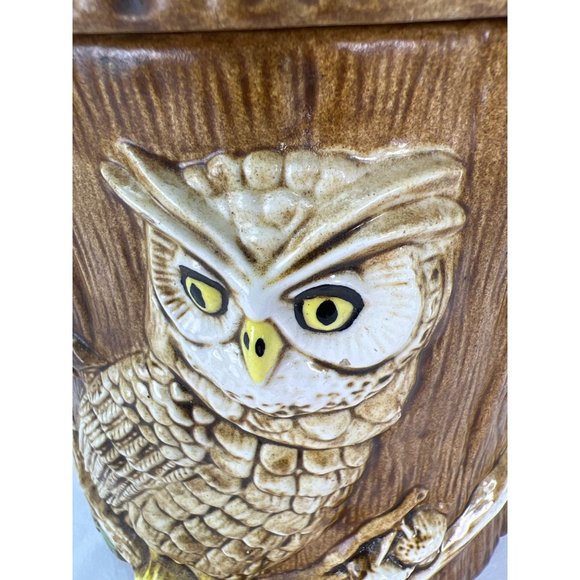 Vintage Forest Owl Cookie Jar with Acorn Top 1970s Ceramic - Picture 3 of 10